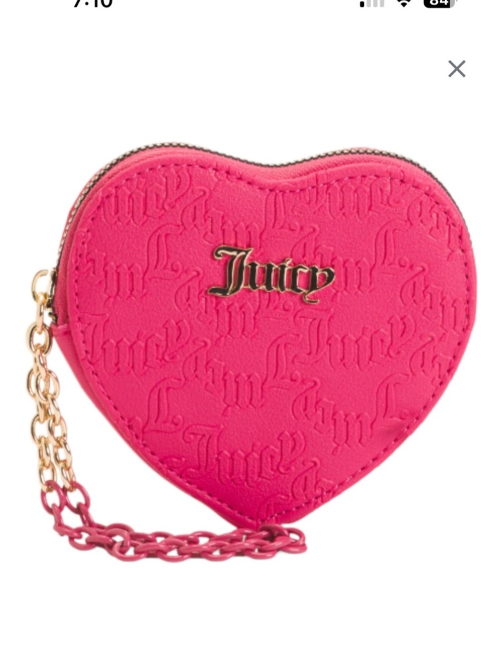Juicy Couture  NWT Y2K Heart Wristlet: Pink Flash Emboss Coquette Luxe Charm